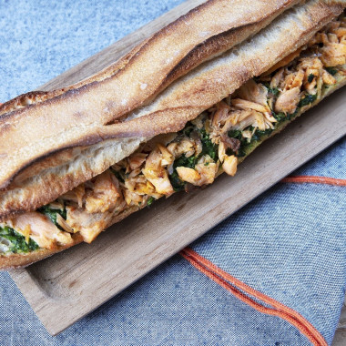 Sandwich chaud saumon épinard